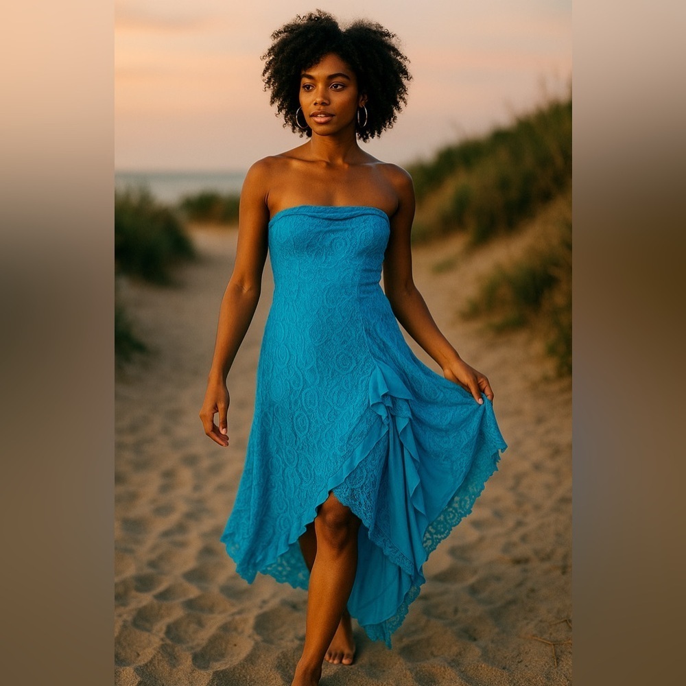 Silence + Noise Vibrant Blue High-Low Skirt
